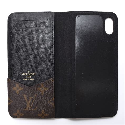 lv iphone xs max|LOUIS VUITTON Monogram iPhone XS Max Folio Case Black.